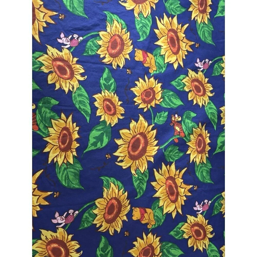 Vintage Disney Winnie the pooh & friends Blue Sunflower shower curtain 70x70”